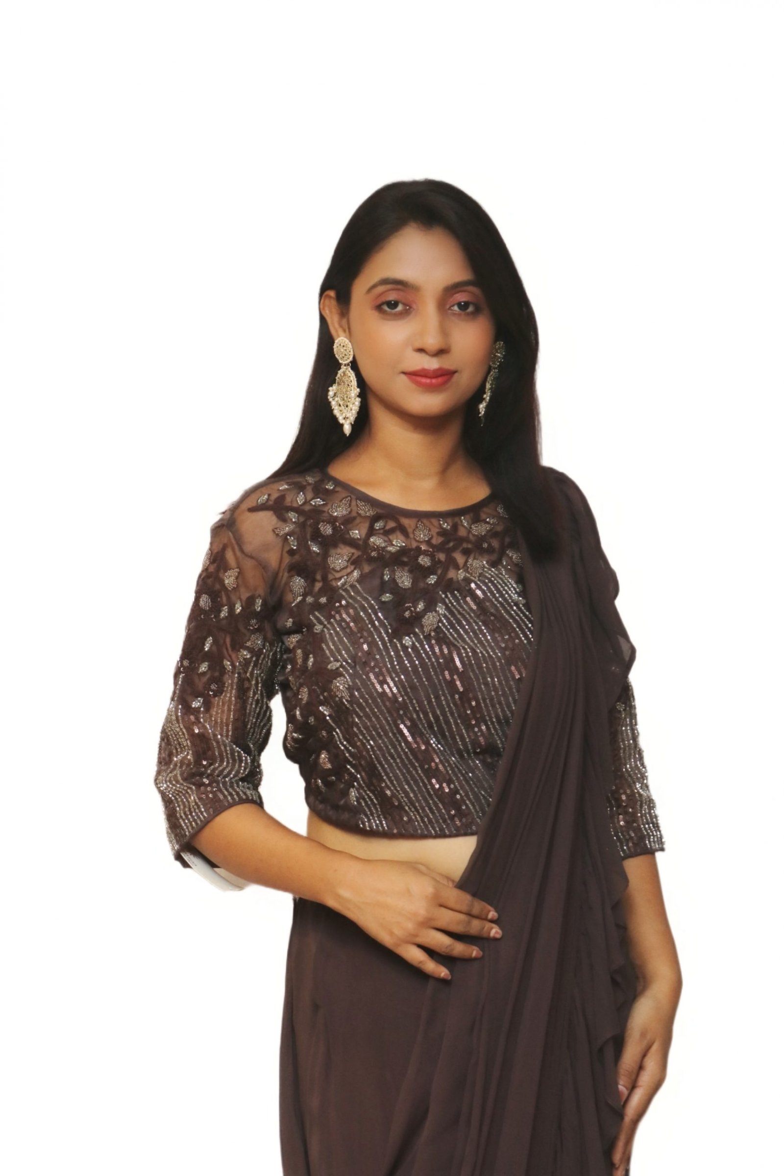 Coffee Colored Drep Saree