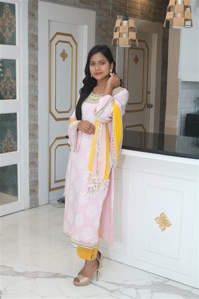 Pink-White Fusion Kurti