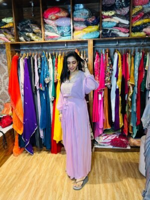 Opera Mauve Drape Indowestern Set (Fabric: Georgette)