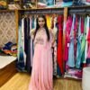 Baby Pink Chinon Gown with Floral Embroidery – Elegant Occasion Wear  (Fabric: Chinon)