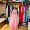 Baby Pink Chinon Gown with Floral Embroidery – Elegant Occasion Wear  (Fabric: Chinon)