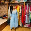Sky Blue Cotton Indo-Western Cord Set with Embroidery – Summer Fusion Wear (Fabric: Cotton)