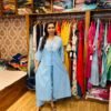Sky Blue Cotton Indo-Western Cord Set with Embroidery – Summer Fusion Wear (Fabric: Cotton)