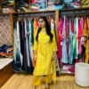 Yellow Handworked Bandhni Print Pure Chanderi 3pc Suit (Fabric:- Pure Chanderi)