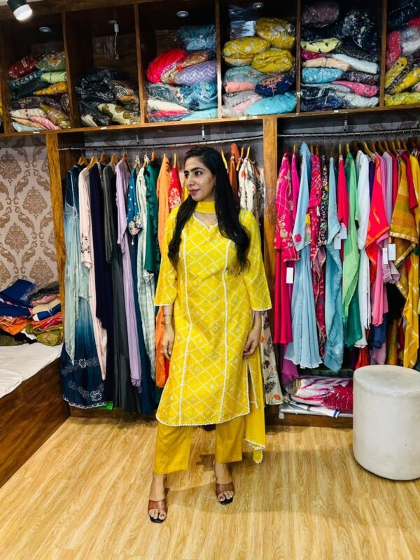 WhatsApp Image 2025-06-09 at 17.28.15 (1) Yellow Handworked Bandhni Print Pure Chanderi 3pc Suit (Fabric:- Pure Chanderi)