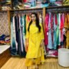 Yellow Handworked Bandhni Print Pure Chanderi 3pc Suit (Fabric:- Pure Chanderi)
