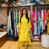 Yellow Handworked Bandhni Print Pure Chanderi 3pc Suit (Fabric:- Pure Chanderi)