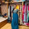 Peacock Green indowestern Drape Gown with Pitazari Work