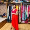 Rani Pink and Orange Indowestern Drape Gown (Fabric:- Pure Crepe)