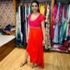 Rani Pink and Orange Indowestern Drape Gown (Fabric:- Pure Crepe)
