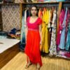 Rani Pink and Orange Indowestern Drape Gown (Fabric:- Pure Crepe)