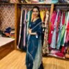Fairy blue Ombre Hand Embroidered Gown with Handworked Cape