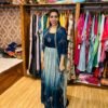 Fairy blue Ombre Hand Embroidered Gown with Handworked Cape