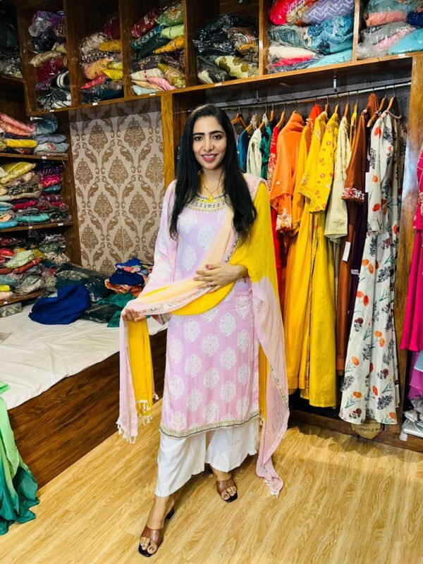 Baby Pink Pure Modal Silk Kurta Set