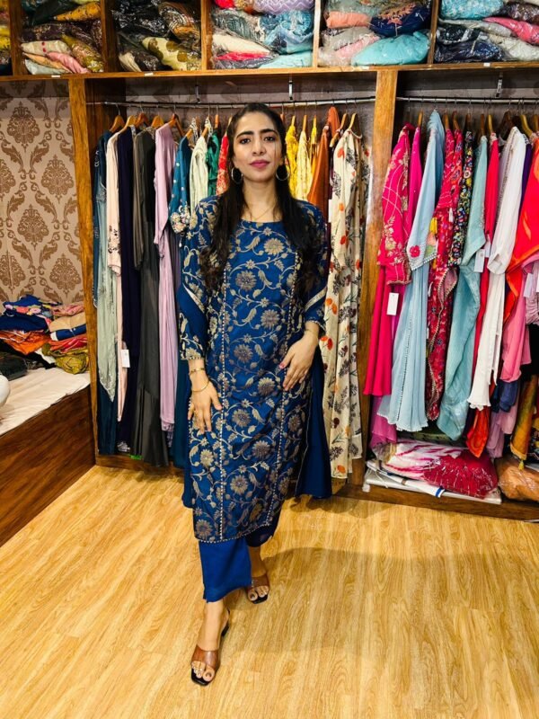 Royal Blue Pure Banarasi Kurta Set