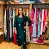 Bottle Green 3pc Set (Fabric:- Bichitra Silk)
