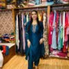 Peacock Green Hand Embroidered Kurta Set  (Fabric: Bichitra Silk)