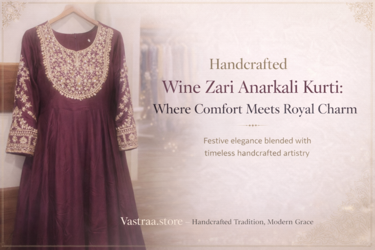 Wine Zari Anarkali Kurti